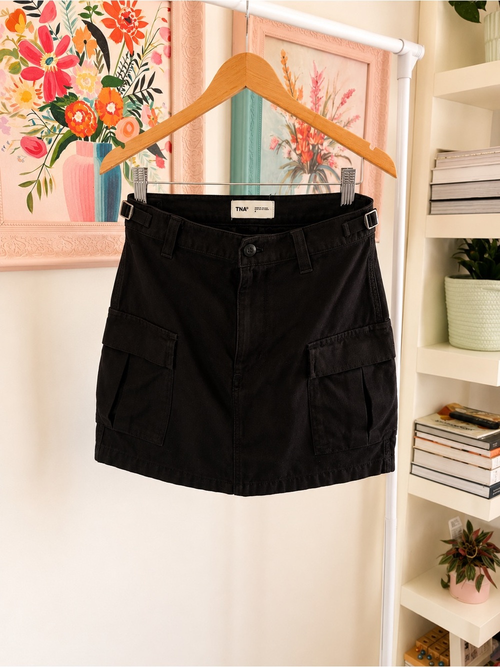 TNA Black Utility Mini Skirt